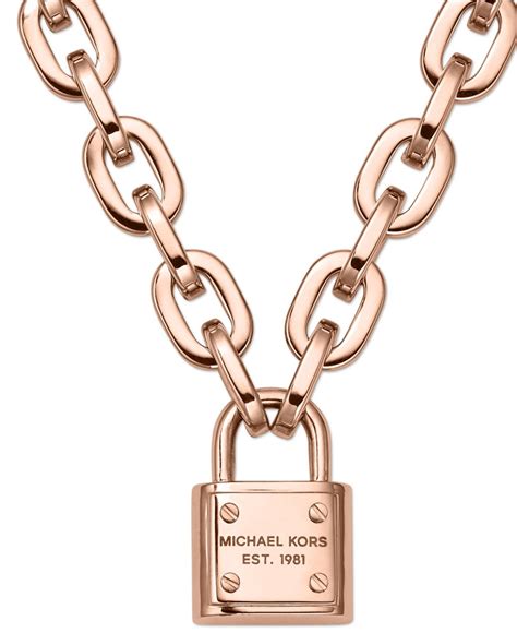 michael kors rose gold tone chain link padlock toggle necklace|Women's Rose Gold Necklaces .